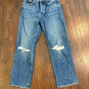 MOTHER Blue High Rise Distressed Jeans